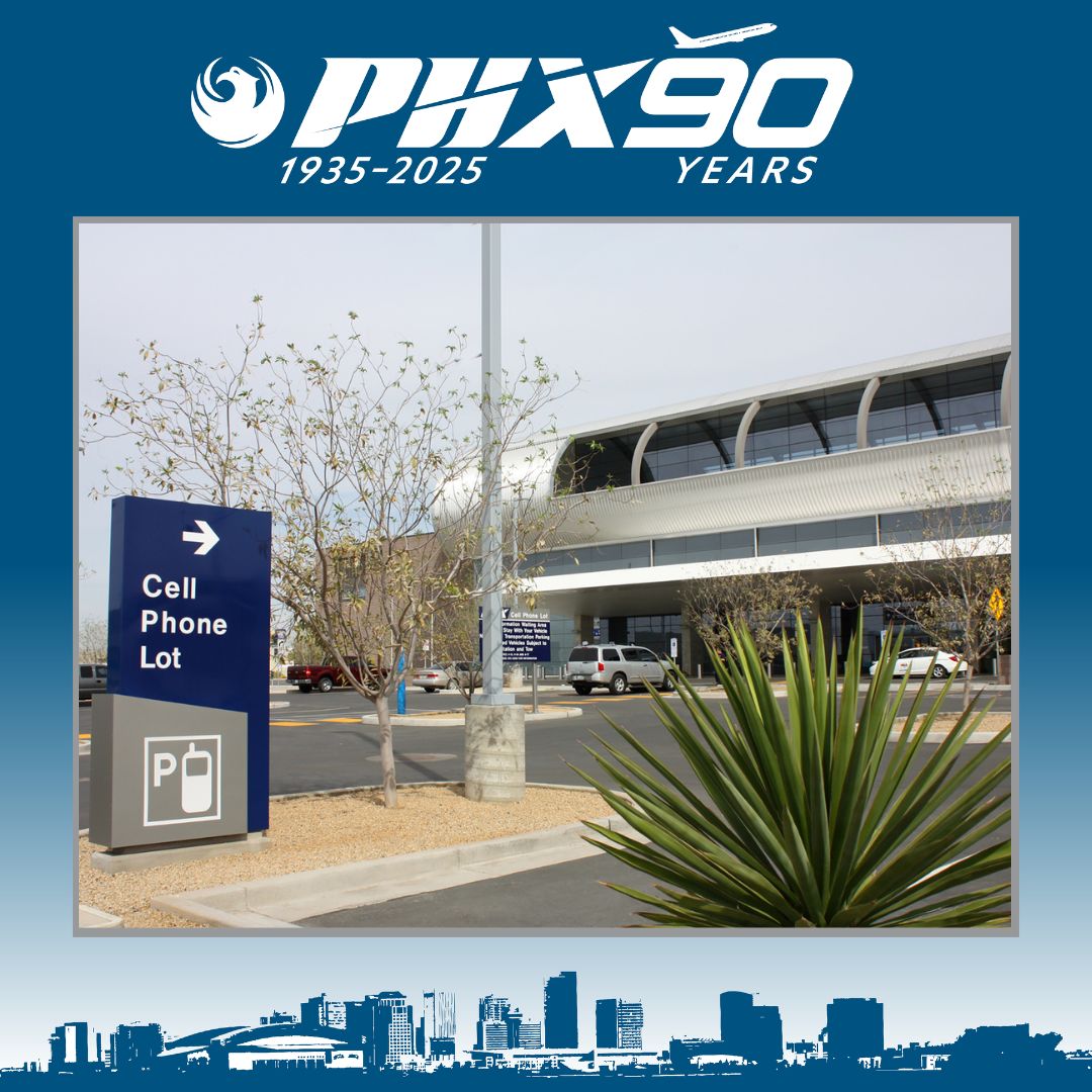 Locals tell us one of the 90 things they love about PHX is our free cell phone waiting lots. These areas provide drivers with the opportunity to wait for their party to deplane, pick up luggage and walk out to the curb. PHX has 3. skyharbor.com/maps-direction…