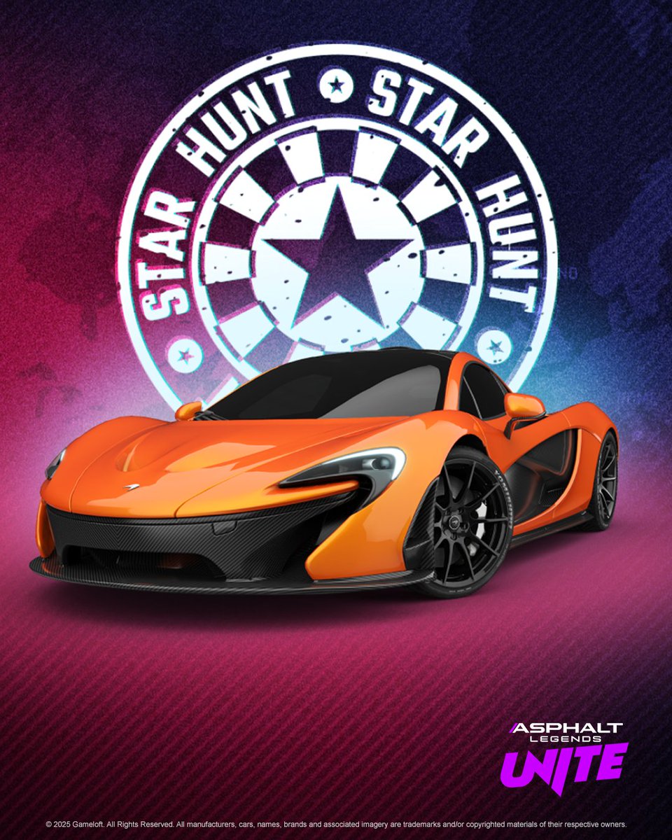 asphalt's tweet image. Get yourself some Blueprints in the McLaren P1's ⭐Star Hunt!⭐
The 🦾Epic Hunt will shortly follow, so get racing!