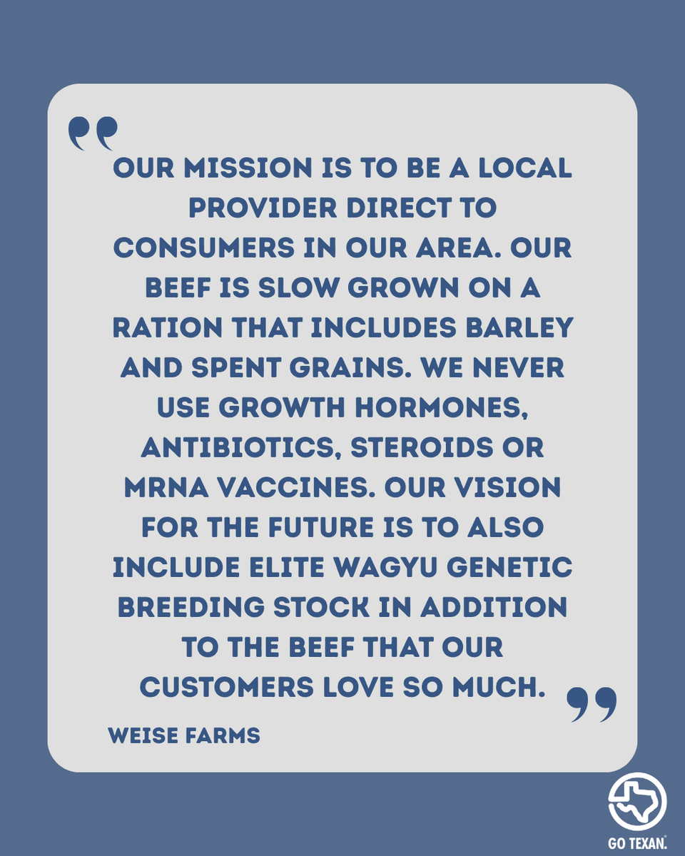 GOTEXAN's tweet image. Commissioner Sid Miller wants you to know that great meals start with great ingredients. Weise Farms gives you premium Wagyu straight from the source — no shortcuts, no mystery.
#GOTEXAN #TexasEats #SupportTexas #FarmToFork #EatLocalTX #TexasGrown #LocalPride