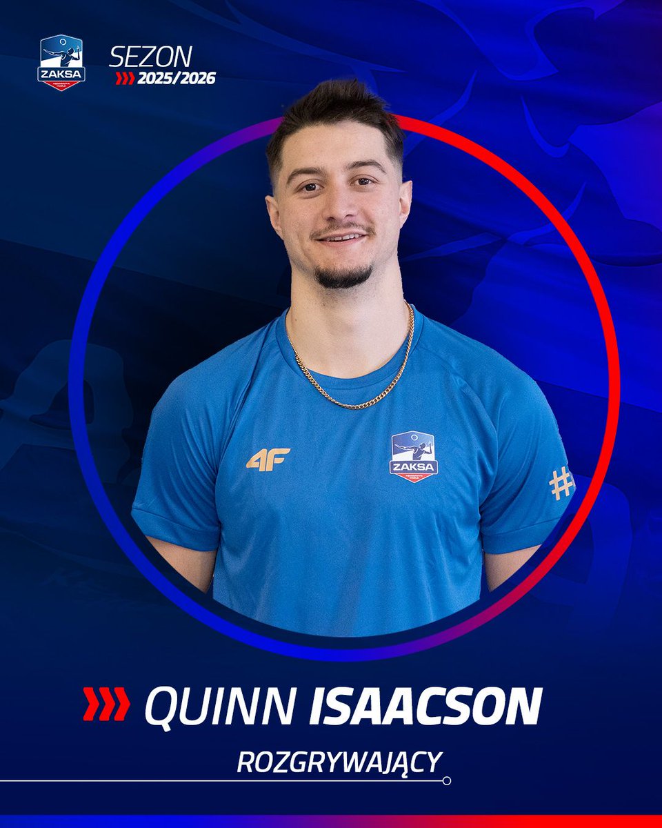 Z radością informujemy, że do naszego zespołu dołącza nowy rozgrywający - Quinn Isaacson  🇺🇸 To kolejny z nowych zawodników, którego zobaczymy w naszych barwach w sezonie 2025/2026 👏 😀  Witamy na 🟦⬜🟥 pokładzie 🫡 

🔗  zaksa.pl/quinn-isaacson…