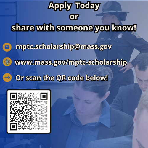MassMPTC's tweet image. 🚓The road to a career in law enforcement is closer than you think! The MPTC Scholarship Program can help you reach your destination.
➡️Apply today -- and take control of your path to success: mass.gov/mptc-scholarsh…