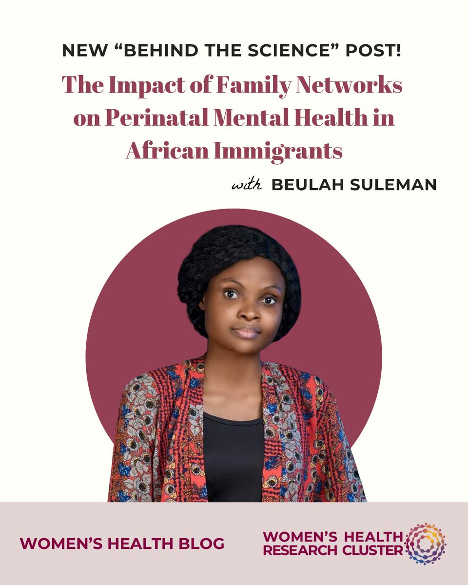 ResearchonWH's tweet image. “Family can be the first line of defense against postpartum depression.”
Beulah Suleman is mapping how extended kin support shapes perinatal mental health for African immigrants. Read more here: ow.ly/EyFv50WlUSj
#PerinatalMentalHealth #ImmigrantHealth #WomensHealth