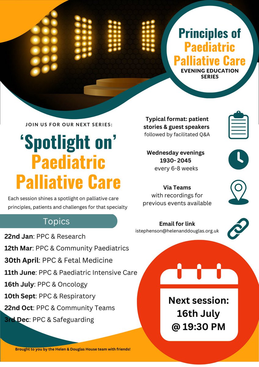 ppceducate.co.uk recommends... case discussion, challenges and successes in the next in the Spotlight series, shining a light on Paediatric Palliative Care and Oncology on Wed 16th July at 1930