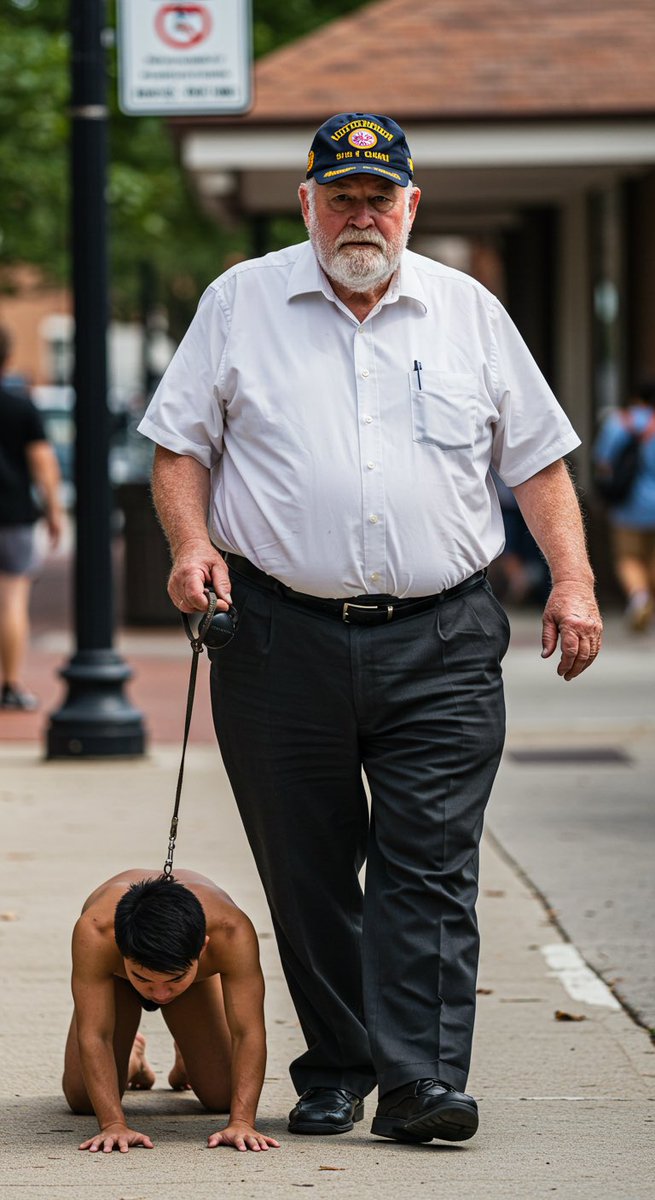Just a regular day, an old veteran walking his dog.

#raceplay #ageplay #petplay #cmnm #wmam #raceplaygay #nationplay #dilf #humiliation #domination