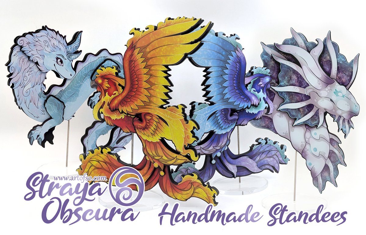 My standees are finally available online! 🩵 Previously a con-only item, I decided to make them available to all of you!

Bio has the place to grab 'em!