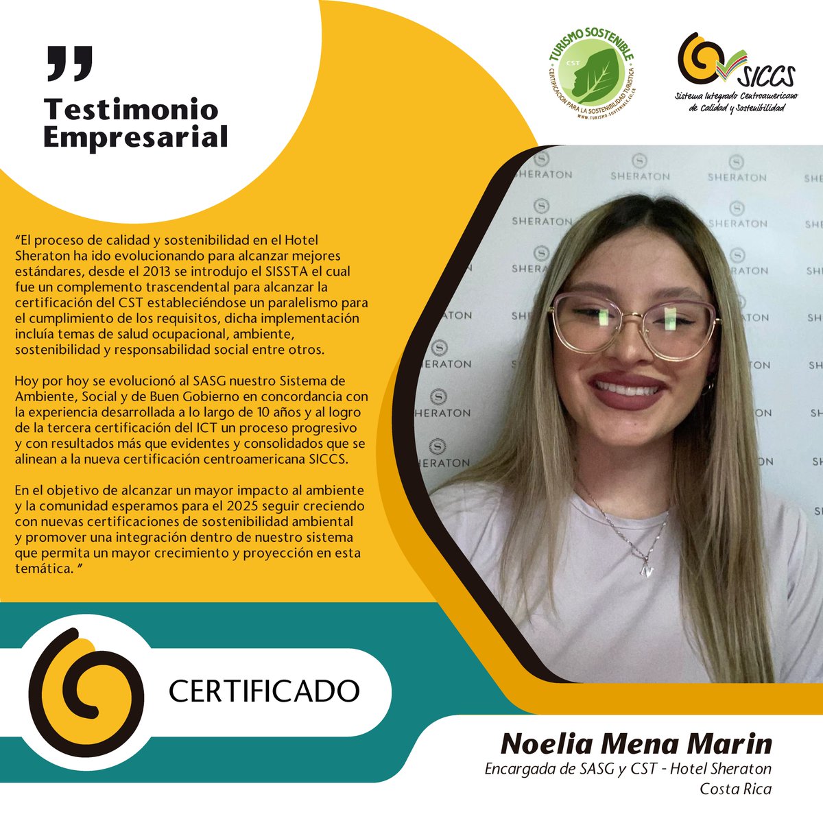 calidadsiccs's tweet photo. 🌿✨ Desde 2013, el Hotel Sheraton Costa Rica ha recorrido un camino ejemplar en la gestión de calidad y sostenibilidad. Hoy, esta trayectoria se alinea con los estándares del Sistema Integrado Centroamericano de Calidad y Sostenibilidad (SICCS).

#TurismoSostenible #SICCS https://t.co/YB1VTzPtIm
