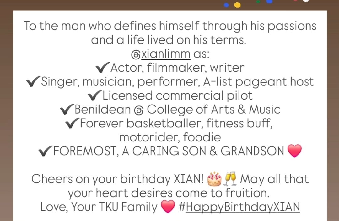 CuddlesJackie's tweet photo. To the man who defines himself through his passions and a life lived on his terms. 
#HappyBirthdayXIAN @XianLimm
Love, Your TKU Family ❤️ https://t.co/aP5iu3o554