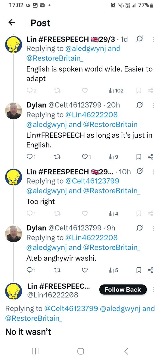 Celt46123799's tweet image. Doesn't like free speech in any other language other than English. They're a strange bunch.