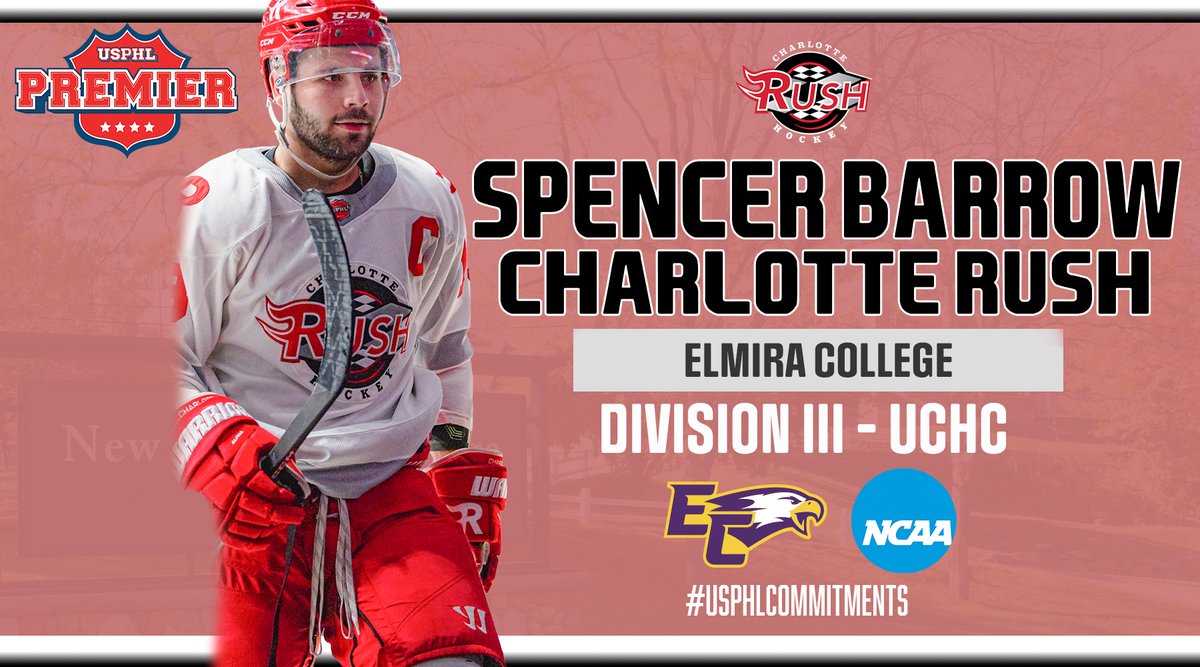 USPHL's tweet photo. #USPHLCommitments: Congratulations to three-year @RushHockeyClub veteran Spencer Barrow, as he has made his @NCAAIceHockey commitment to @ElmiraMHKY for 2025-26.
Barrow was a two-time #USPHLElite All-Division Selection, and was a key part of this year's strong #USPHLPremier Rush squad.
Full Story:
https://t.co/JOKJA5JlLP