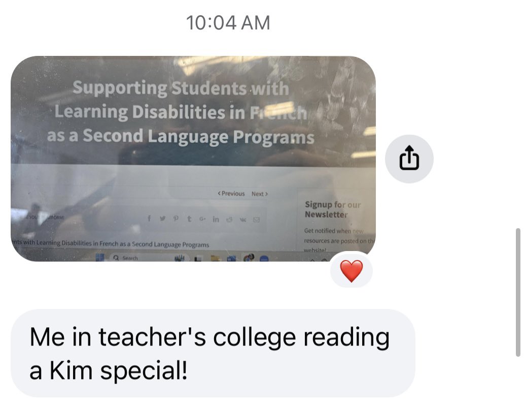 MmeLockhartLDS's tweet image. This text made my day: a “Kim Special”😁
There is no better feeling than seeing some of my work being used in Teacher Training Programs! This student, at Queen’s University’s Faculty of Education, took a screenshot of an article I wrote for @LDatSchool and, unbeknownst to me,…