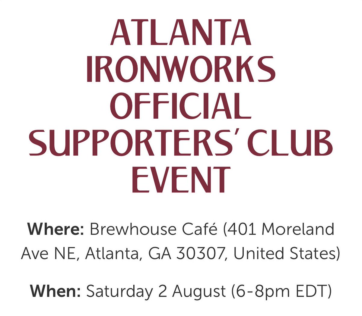 Happy Friday, Hammers! Click the link below and register for the team sponsored event Saturday evening before the match in Atlanta. Details are listed on the registration site. 

See you all there!! ⚒️COYI⚒️

audience.whufc.com/atlanta-ironwo…
