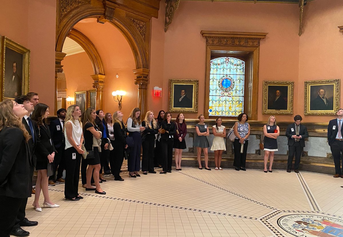 Jrsy1st's tweet image. This week, our interns hit the road to the Statehouse in Trenton!
From touring the Senate and Assembly chambers to standing in the Governor’s Foyer, they got a firsthand look at where the decisions shaping our state are made.
#Jersey1st #NJStatehouse #FutureLeaders