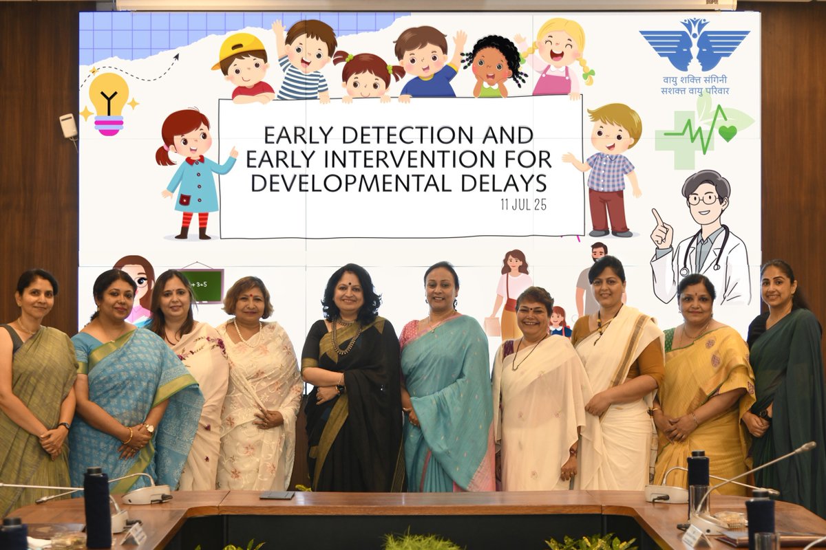 IAF_AFFWA's tweet photo. Reaffirming its commitment to the welfare and inclusion of children with special needs, AFFWA conducted an online webinar on ‘Early Detection and Early Intervention for Developmental Delays’ on 11 Jul 2025 under the chairmanship of Mrs Sarita Singh, President AFFWA, covering pan Air Force participation.

The session featured valuable insights from Ms Vaishali Pai, Founder-Director of Tamahar Trust and Wg Cdr Laxman P Joshi (Retd.), Co-Founder of Ekyam Impact Foundation, along with a special address by AVM Anupam Agarwal, VSM, ACAS (Med).

This important initiative aimed, identification of early developmental concerns in children, coordinate intervention and strengthen support system within the Air Force Community.

@OfficialAwwa, @NWWA_INDIANNAVY, @TamaharTrust200, @lpjoshi4, @Fauji_Mitra, @IAF_MCC