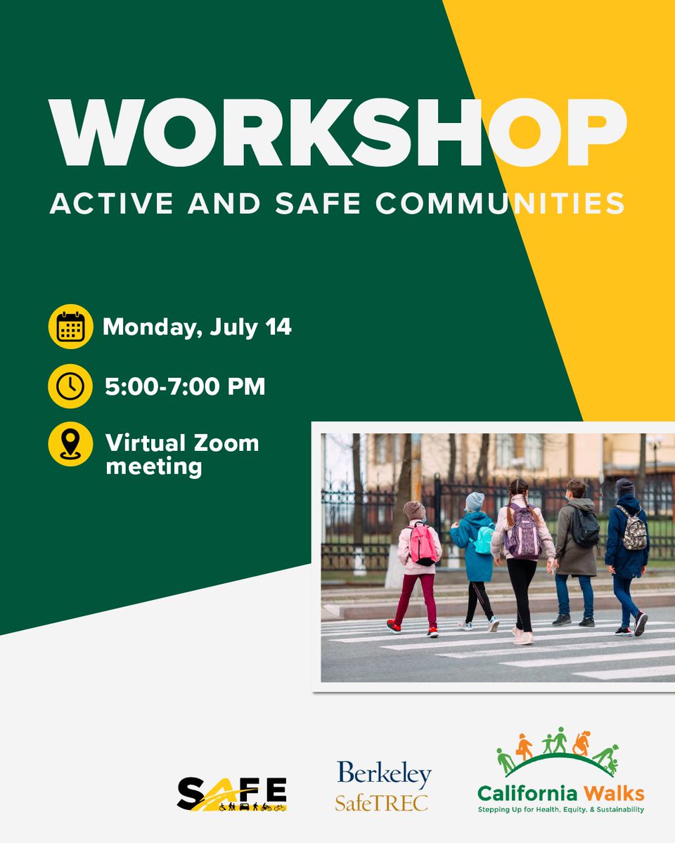 StreetsR4Every1's tweet image. Join us for a virtual workshop on July 14 from 5–7 PM to talk about improving road safety in Paramount—for all ages & abilities.
Zoom | English interpretation available
miriam@calwalks.org | (818) 814-6055
#SafeStreets #ActiveCommunities #ParamountCA