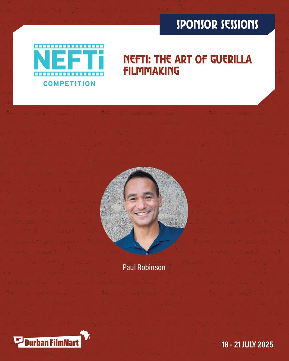 durbanfilmmart's tweet photo. Join NEFTi on 21 July for The Art of Guerrilla Filmmaking, a fast-paced session featuring 3 short films made in one weekend. Hear from the filmmakers and learn what the NEFTi challenge taught them. Save the date on the DFM app. #DFM2025 #NEFTi #GuerrillaFilmmaking https://t.co/bin7SMo6IV