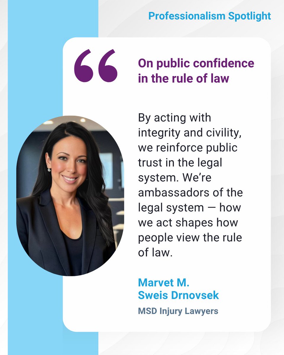 I'm happy to share the <a href="/2CivilityOrg/">2Civility</a> #ProfessionalismSpotlight for Marvet M. Sweis Drnovsek, who was honored with a 2024 <a href="/ChicagoBarAssoc/">Chicago Bar Assoc</a> Vanguard Award for her work making the legal profession more accessible to and reflective of the community at large. hubs.li/Q03wSqFT0