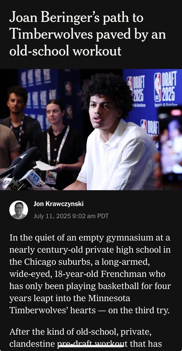 In a 100-year old high school gym in Chicago, the Timberwolves saw all they needed to see. 

How an old-school, clandestine predraft workout helped pave Joan Beringer’s path to Minnesota.

(Story linked below 👇)