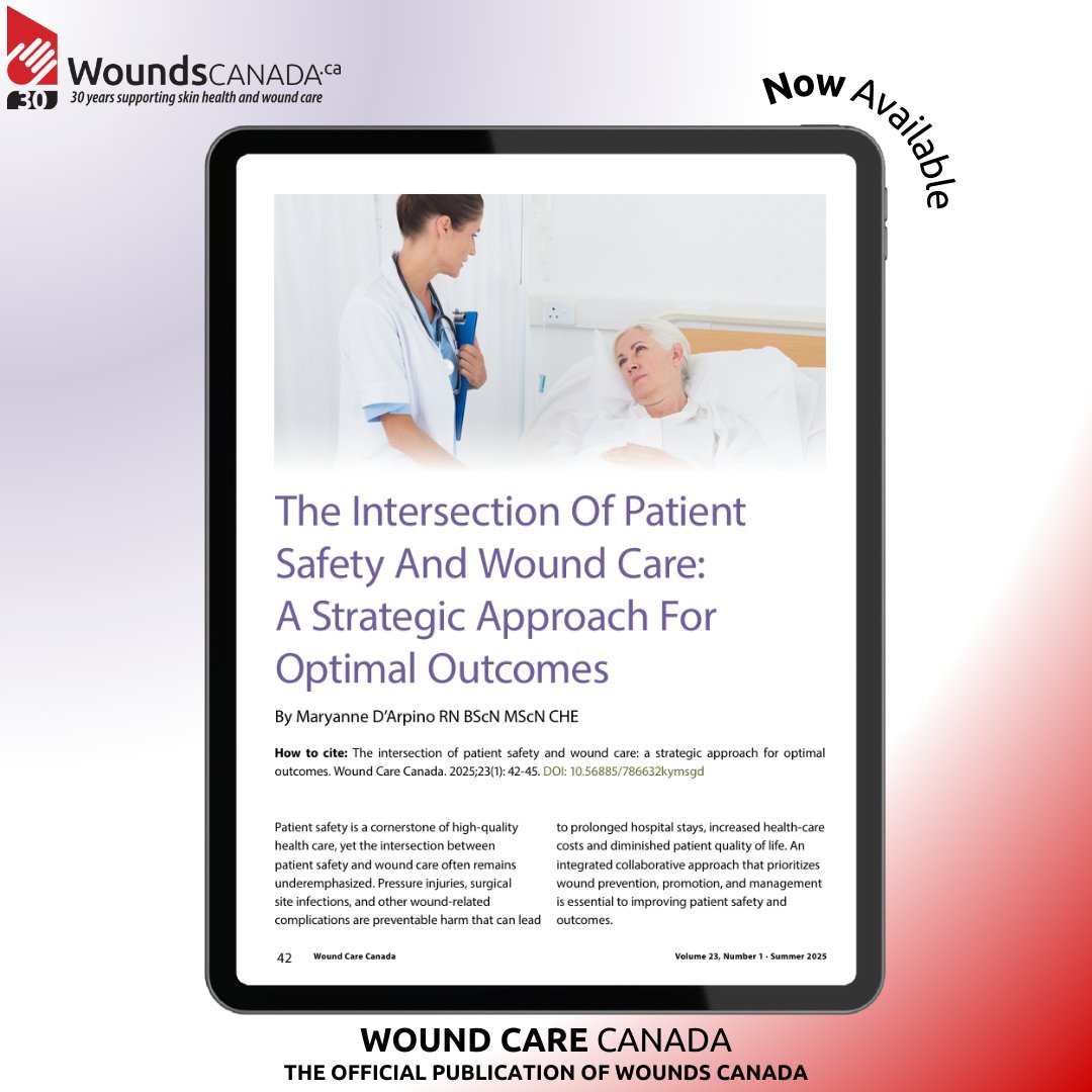 Patient safety is a crucial element of effective health care; however, the intersection between patient safety and wound care is often overlooked. In this issue of Wound Care Canada, we take a look at a comprehensive patient safety strategy that works: woundscanada.ca/news/794-wcc-s…