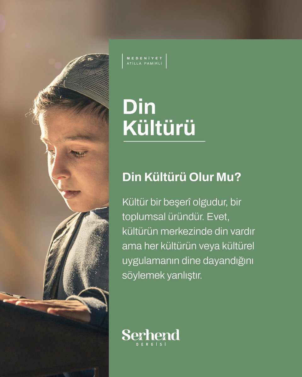 Din Kültürü Olur Mu?

Kültür bir beşerî olgudur, bir toplumsal üründür. Evet, kültürün merkezinde din vardır ama her kültürün veya kültürel uygulamanın dine dayandığını söylemek yanlıştır.
 
 #SerhendDergisi