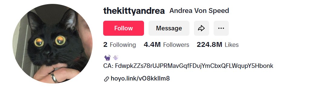 Needausername55's tweet image. For those looking for the Cat , to KORI&apos;s Pom.
Have a look at $ANDREA , community has been silently growing over time , at 1.2K holders . The thesis is the same blueprint as KORI.

The R/R setup for this is impeccable .

- 4.4 M followers
-Owner onboard
- Massive collabs - With…