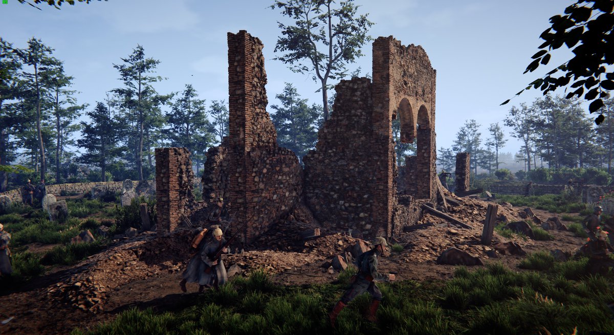fse_games's tweet photo. Besides airplanes and new uniforms, we've also made smaller improvements, like enhanced building destruction! Instead of small rubble piles, structures can now leave full wall sections behind for cover and authenticity. 

Here's the church at Nimy Bridge!

#indiegame #indiedev https://t.co/oU07KUKTgl