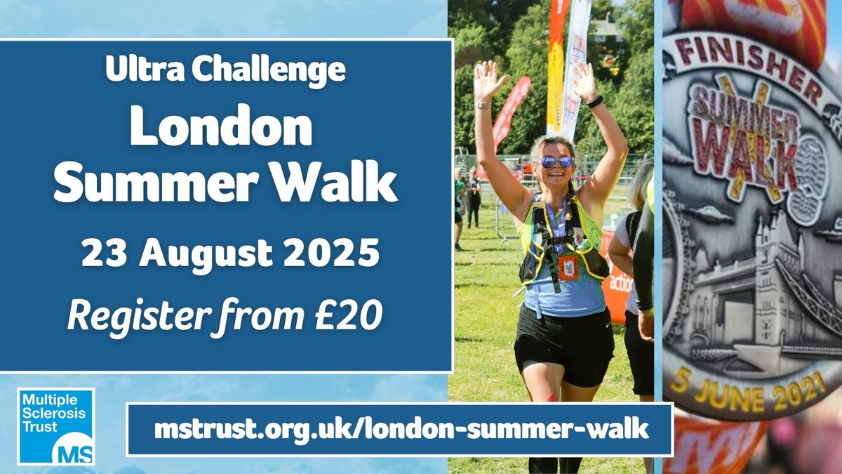 MSTrust's tweet image. Take on the London Summer Walk Ultra Challenge and support the #MSTrust on a 10km, 25km or 42km walk through some of the city’s most historic and iconic locations like the O2, The Cutty Sark, the Tower of London, and the Olympic Park.

pulse.ly/mudz75qhb8