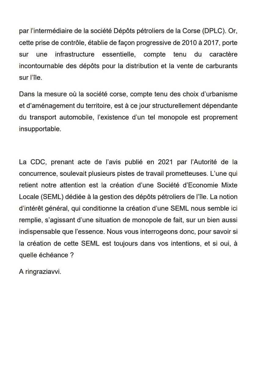 Question orale déposée par Paul Faure pour notre groupe : la création d'une SEML pour la régulation du prix des carburants ⬇️
