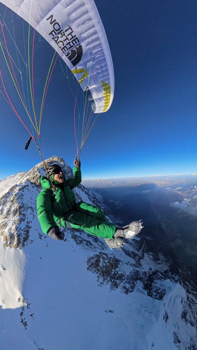 At the end of June, David Göttler,  Tiphaine Duperier and Boris Langenstein climbed Nanga Parbat (8125m) via  the Rupal Face in alpine style and descended by paraglider (Göttler) and skis after down climbing a few hundred meters from the windy summit. 
alpinist.com/newswire/alpin…