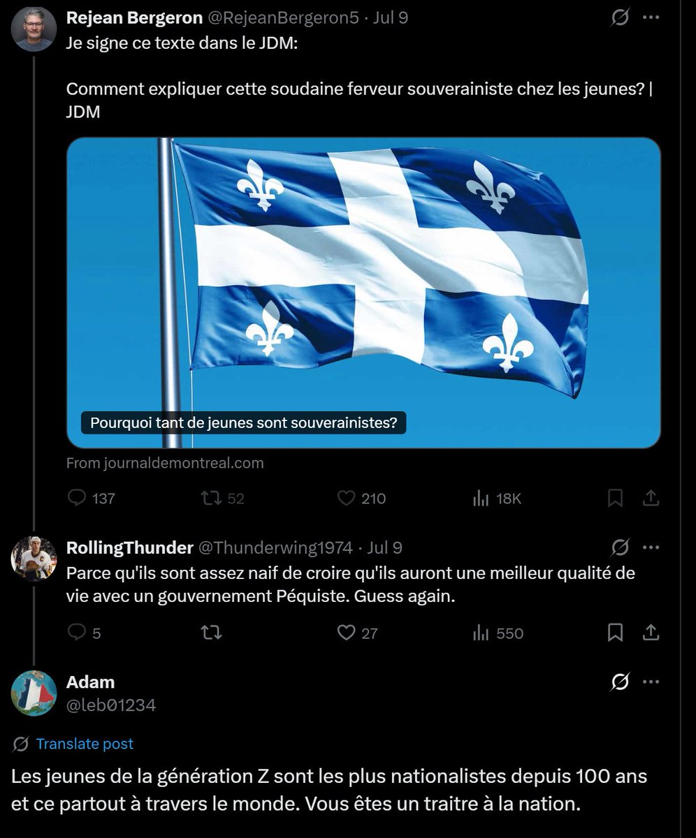 Thunderwing1974's tweet image. These are the kind of brainwashed separatist pussies I deal with. One by one, your line of thinking will fall by the waste side .... once again. Vive Montreal Libre!