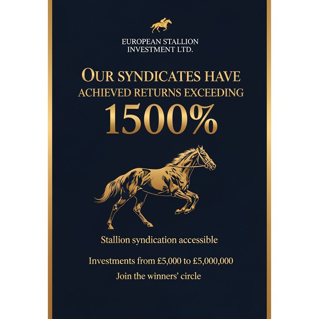 🏆 **Our syndicates have achieved returns exceeding 1500%** 

When you invest in top class pedigree, you're not just buying shares - you're securing a piece of racing history that pays dividends.

European Stallion Investment Ltd makes stallion syndication accessible with