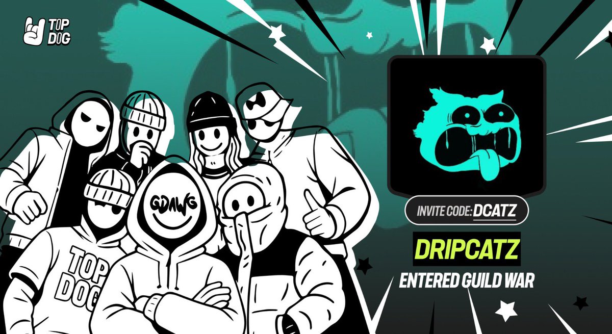 DripCatz has joined the Guild War on <a href="/topdog_perp/">TopDog 🤘</a>

Join our gang to earn 5% cashback on every trade and get qualified for an NFT drop. 4th week of TopDog Point program has started, it’s time to earn RESPECT as a team.

Join our Guild: topdog.gg/guild/DripCatz
Code: DCATZ
