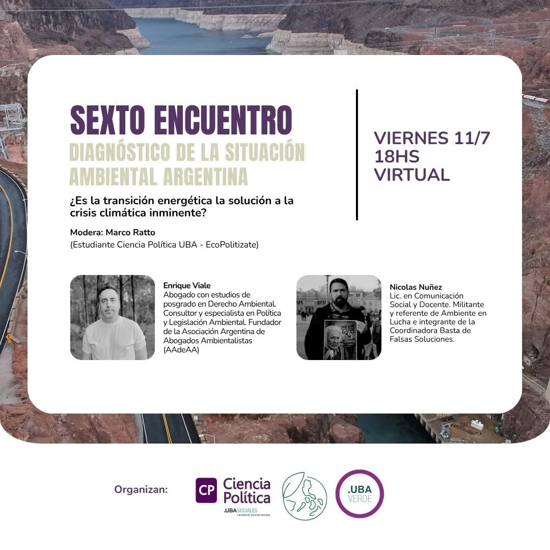 Nicolás Núñez (@nicolasnuniez) on Twitter photo Hoy participamos con <a href="/EnriqueViale/">Enrique Viale</a> del último encuentro del seminario de Ecopolitizate impulsado en el marco de la Carrera de <a href="/CpoliticaUBA/">Ciencia Política - UBA</a>
Se va a intercambiar sobre Transicion Energética en nuestro país ⚡️ Hoy participamos con <a href="/EnriqueViale/">Enrique Viale</a> del último encuentro del seminario de Ecopolitizate impulsado en el marco de la Carrera de <a href="/CpoliticaUBA/">Ciencia Política - UBA</a>
Se va a intercambiar sobre Transicion Energética en nuestro país ⚡️