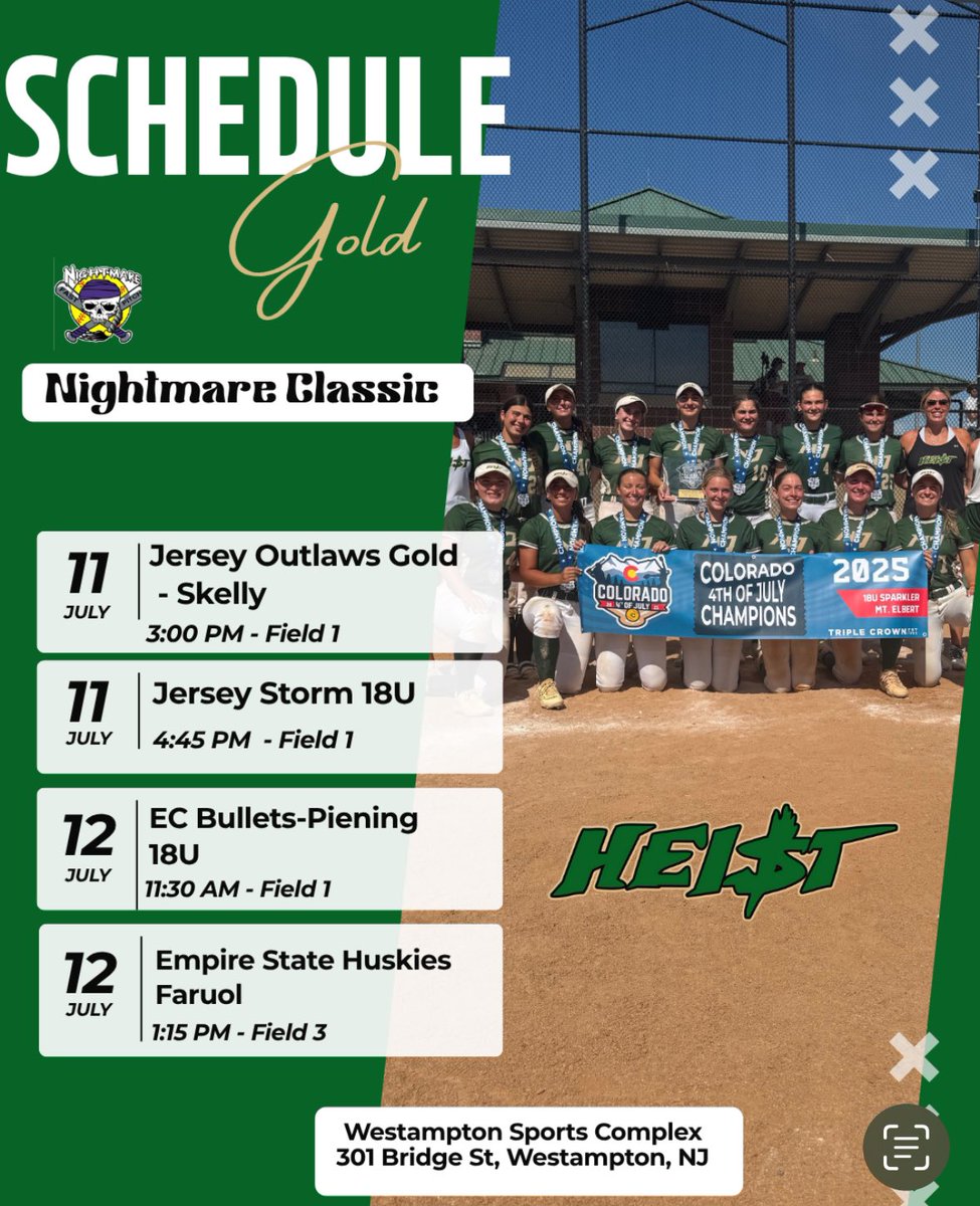 Second half the summer season starting up after winning our bracket in the Colorado Sparkler!! See you in Westampton! <a href="/SRod021/">Sergio Rodriguez</a> <a href="/StevensSoftball/">Stevens Softball</a> <a href="/CoachJimbo201/">Jim Fontanilla</a>