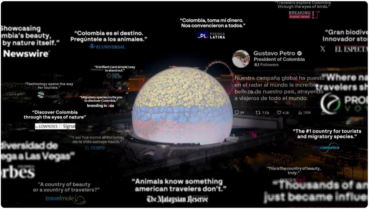 “Colombia es el cuarto país más visitado del mundo …
… pero por animales; para los humanos está en el puesto 50. Parece que los animales saben algo que los humanos no”.  #HumanimalTourism
Tremendo vídeo y gran iniciativa de <a href="/PROCOLOMBIACO/">PROCOLOMBIA</a> 

youtube.com/watch?v=gFk4TZ…