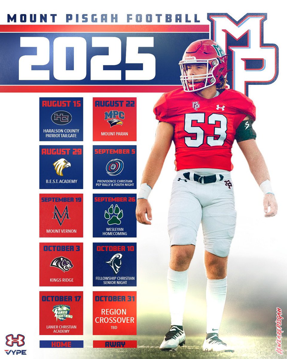 35 days until the first game of the 2025 season! #TOGETHER #coMPete #WeArePisgah