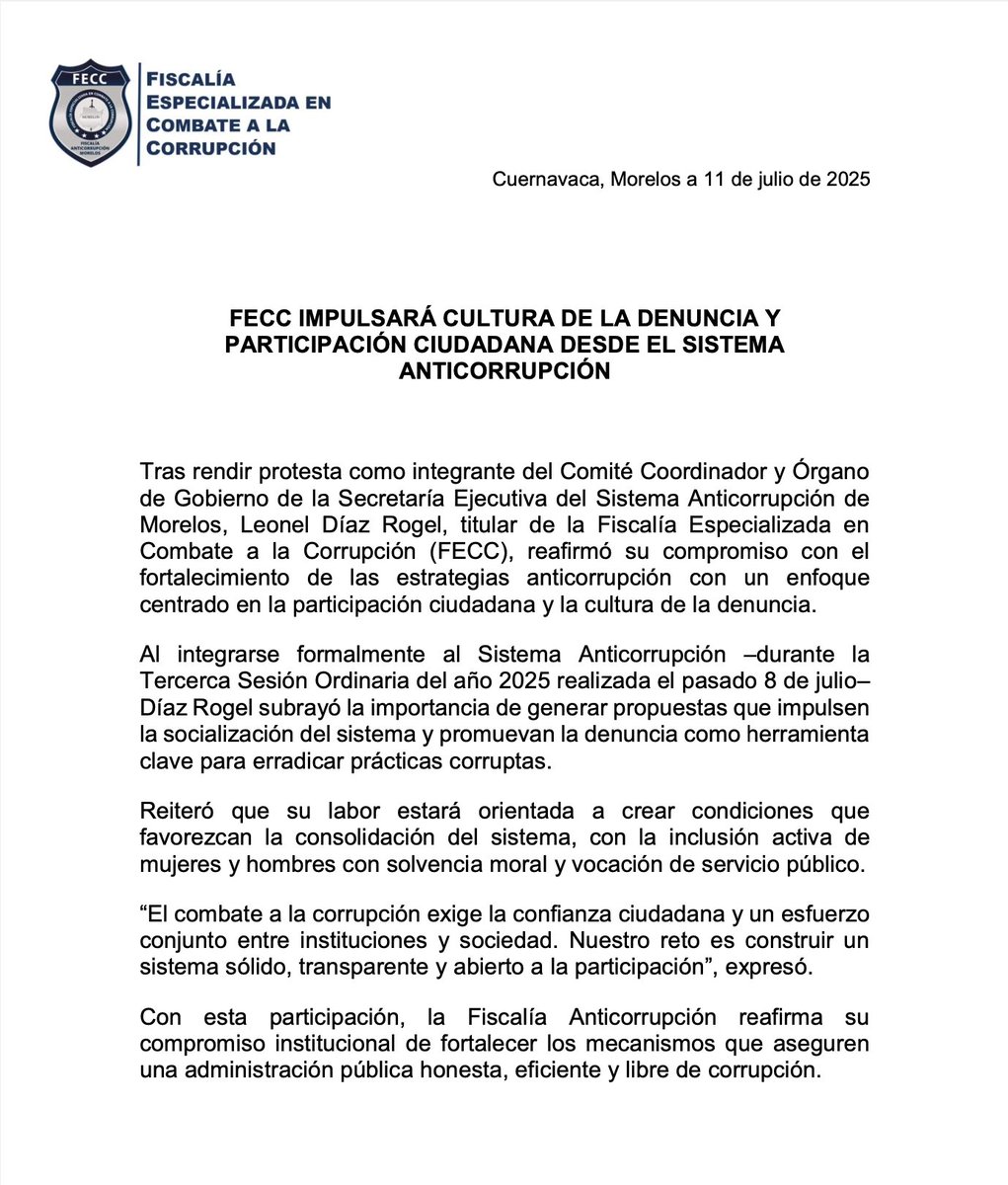 Fiscalía Anticorrupción Morelos tweet media
