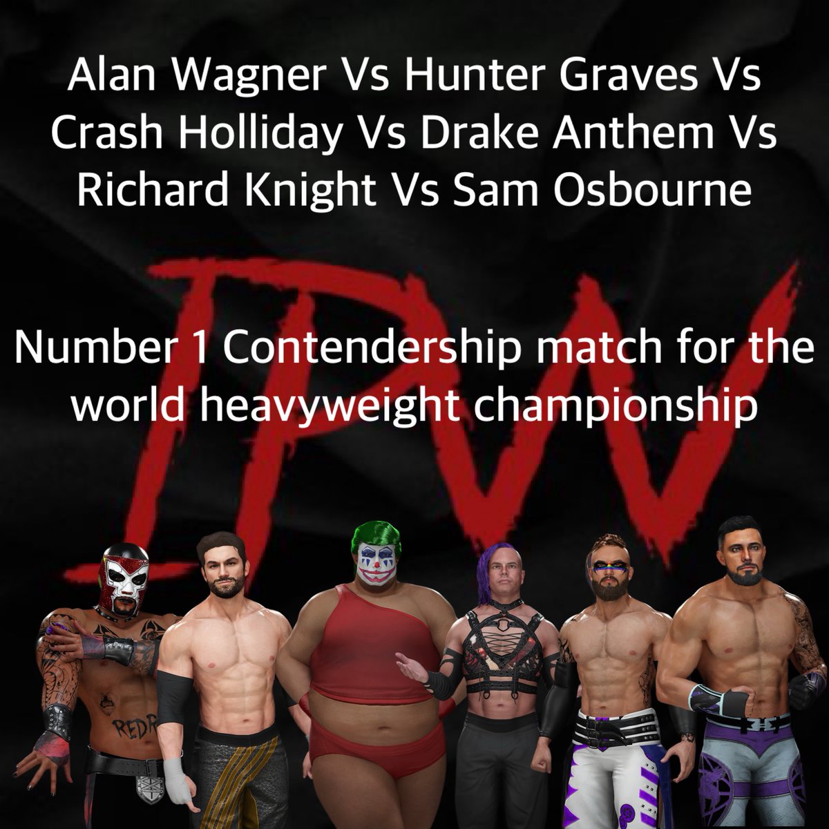 Ideate Pro Wrestling (@ideatepro) on Twitter photo In our MAIN EVENT: <a href="/SantosJulia1313/">Alan Wagner</a> <a href="/HunterGravesPW/">Hunter Graves🏳️⚧️</a> Crash Holliday, Drake Anthem <a href="/KnightHasSailed/">RichardKnight🗡️🏳️🌈</a> and <a href="/SamOsbourneCAW/">Sam Osbourne</a> compete in a number one Contendership match for @Mrs_Boujee_Barb world heavyweight championship! In our MAIN EVENT: <a href="/SantosJulia1313/">Alan Wagner</a> <a href="/HunterGravesPW/">Hunter Graves🏳️⚧️</a> Crash Holliday, Drake Anthem <a href="/KnightHasSailed/">RichardKnight🗡️🏳️🌈</a> and <a href="/SamOsbourneCAW/">Sam Osbourne</a> compete in a number one Contendership match for @Mrs_Boujee_Barb world heavyweight championship!