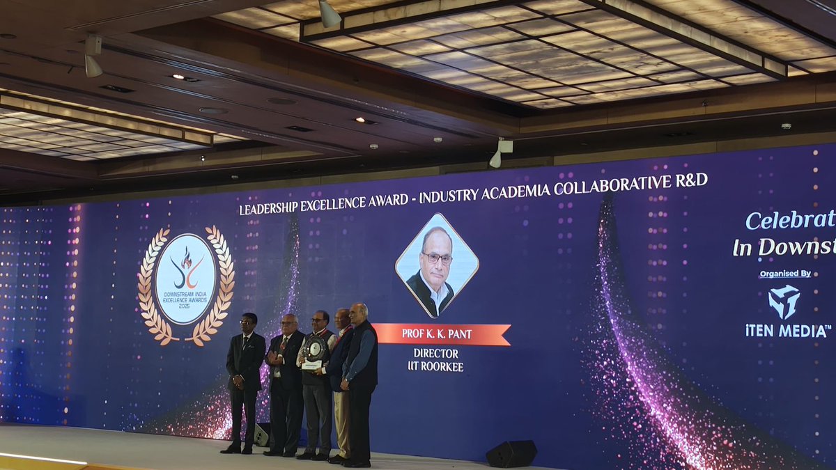 iitroorkee's tweet image. IIT Roorkee congratulates Director Prof. K.K. Pant on receiving the Leadership Excellence Award at GPRC 2025, New Delhi, for outstanding contributions to industry-academia collaboration and impactful innovation. #LeadershipExcellence #IITRoorkee #IndustryAcademia #Innovation