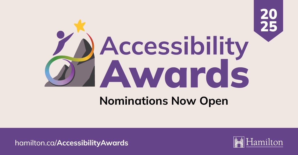 The nomination deadline for the Accessibility Awards has been extended until July 25! The Accessibility Awards honour, celebrate, and recognize achievements in advancing accessibility in #HamOnt. Learn more about the awards and submit your nomination: hamilton.ca/accessibilitya…