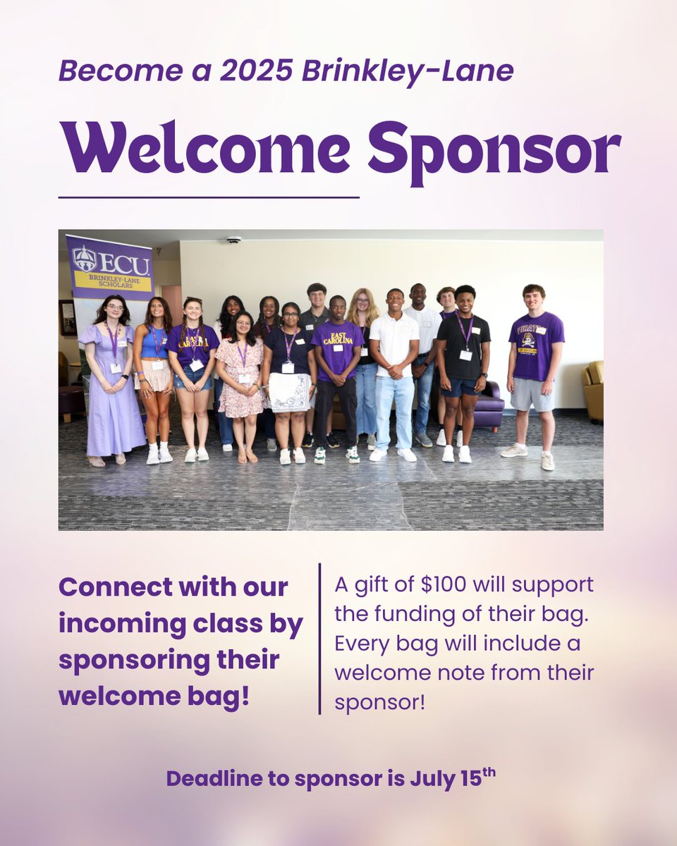Calling all #BrinkleyLane alumni! 

Become a welcome sponsor for our newest class of scholars by sponsoring their Holloman Retreat bag for $100. You can also include a personal note of congrats &amp; well wishes!

The sponsor deadline is July 15. Learn more ➡️ t.e2ma.net/message/bowrtj…