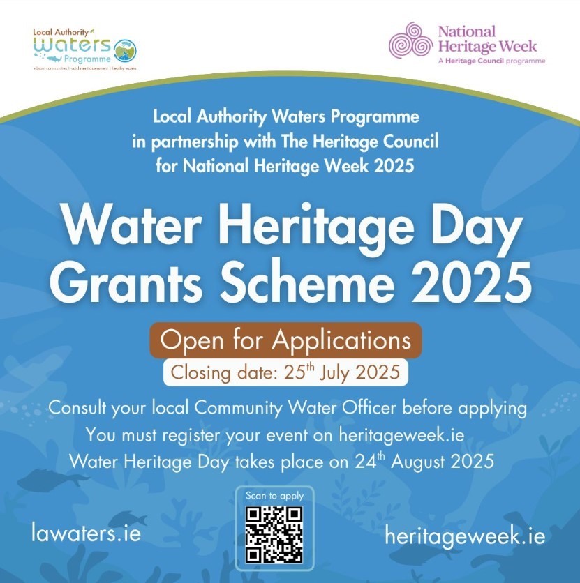 Create a Water Event about your local river, with storytelling about ecosystems, demonstrating angling skills or walks.

*Apply for Water Heritage Day Event funding from the Local Authority Waters Programme (LAWPRO)

More info:
Scan the QR code 
🔗 bit.ly/4kxoXiD