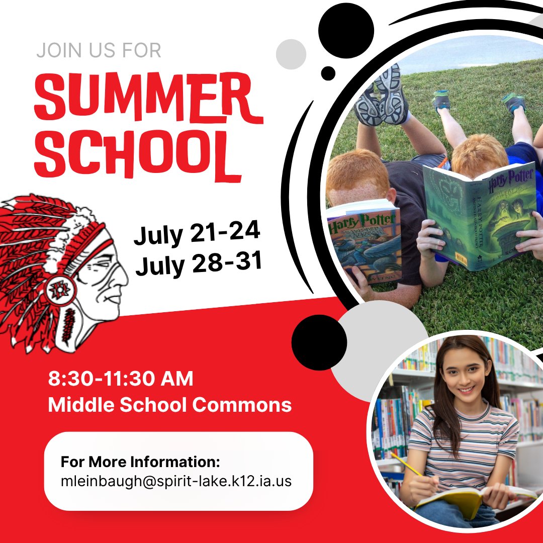Join us, starting tomorrow, Monday, July 21!
Keep your mind sharp and your confidence high with Middle School Summer School!  Open to all middle school students; no registration needed!

📅 July 21–24 &amp; July 28–31
🕘 8:30–11:30 AM
📍 Middle School Commons