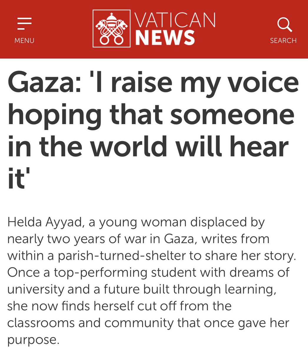 An account from a young Christian woman sheltering at the Holy Family Catholic Church in Gaza City (link in replies)