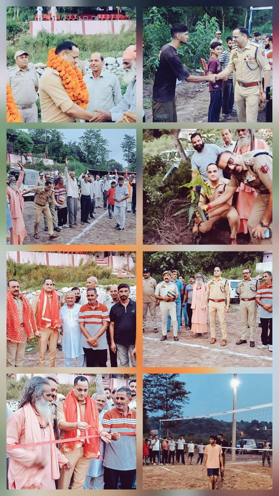 Jammu Police dedicated a volleyball ground with night-play facilities to  youth of Ambaran Panchayat,Akhnoor. Equipped with floodlights &amp; full kits,the initiative aims to promote fitness,engage youth in sports &amp; counter drug abuse through positive community-driven development.