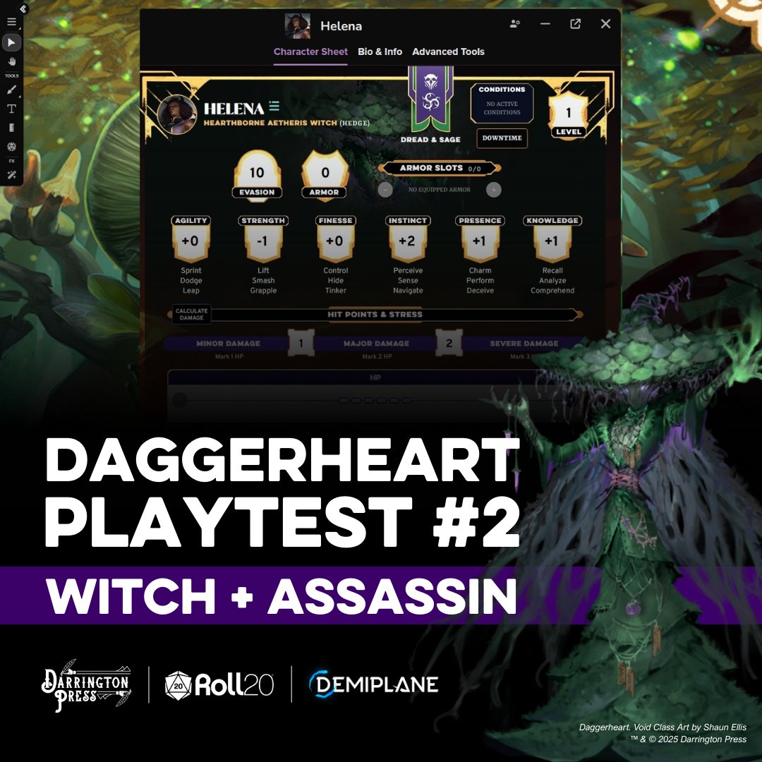 Roll20 (@roll20app) on Twitter photo The Daggerheart Void Playtest expands on Roll20! 🗡️❤️🔥
Two NEW classes, Witch & Assassin, plus 6 ancestries and 6 communities are now available in the VTT.
Your feedback shapes what's next. <a href="/DarringtonPress/">Darrington Press</a> wants to hear from you!
Build your #Daggerheart heroes today! The Daggerheart Void Playtest expands on Roll20! 🗡️❤️🔥
Two NEW classes, Witch & Assassin, plus 6 ancestries and 6 communities are now available in the VTT.
Your feedback shapes what's next. <a href="/DarringtonPress/">Darrington Press</a> wants to hear from you!
Build your #Daggerheart heroes today!
