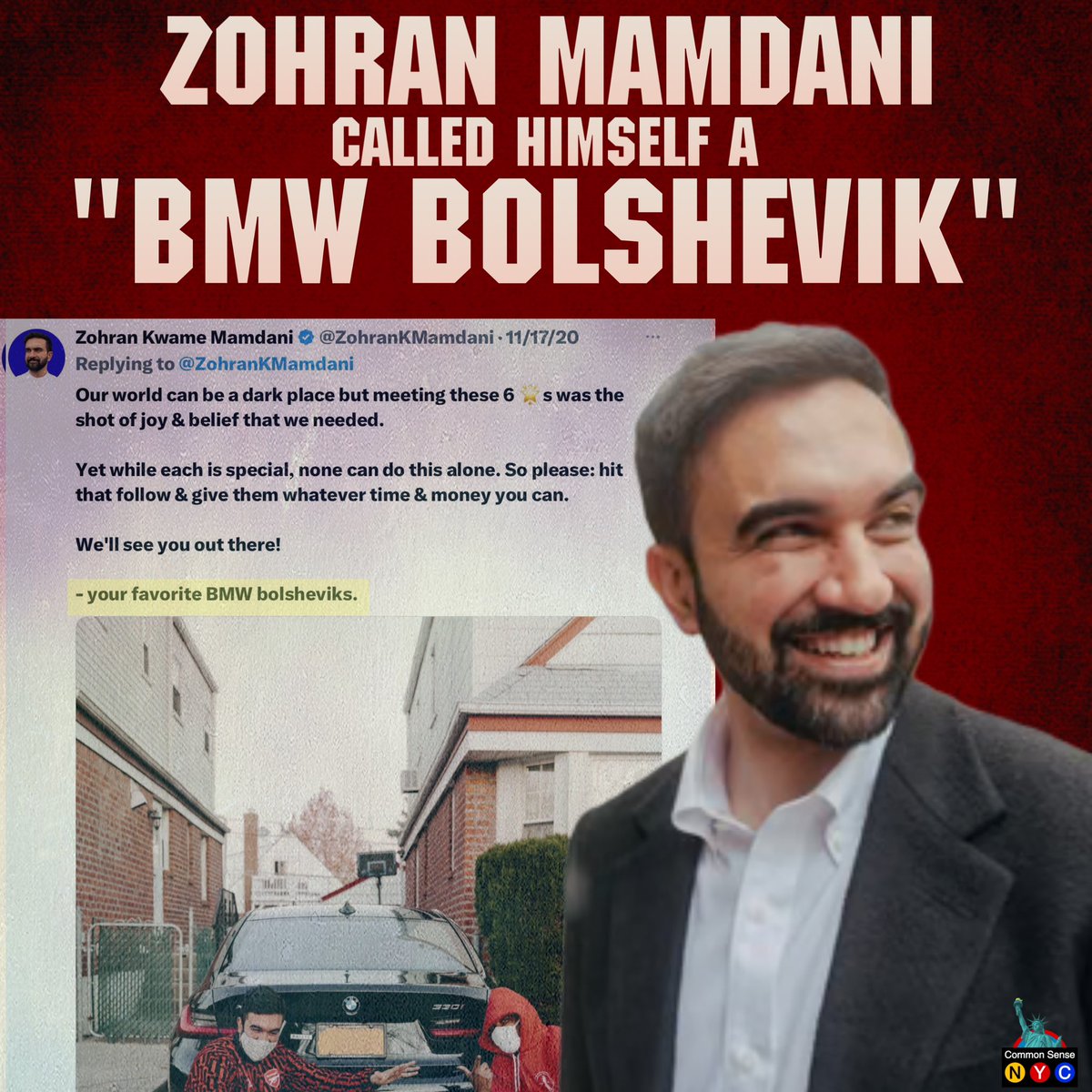 ComSenseNYC's tweet image. Shortly after being elected to the Assembly in 2020, @ZohranKMamdani called himself a “BMV Bolshevik” in a social media post
Do you want a BMW Bolshevik as mayor?