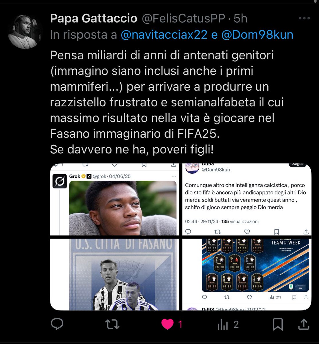 HAHAHAHAHA APPELLO A TUTTA LA COMUNITY DI FIFA , siamo tutti degli sfigati razzisti e frustrati , meglio se non facciamo figli , se volete rispondergli fatelo pure <a href="/ProClub/">ProClub</a>