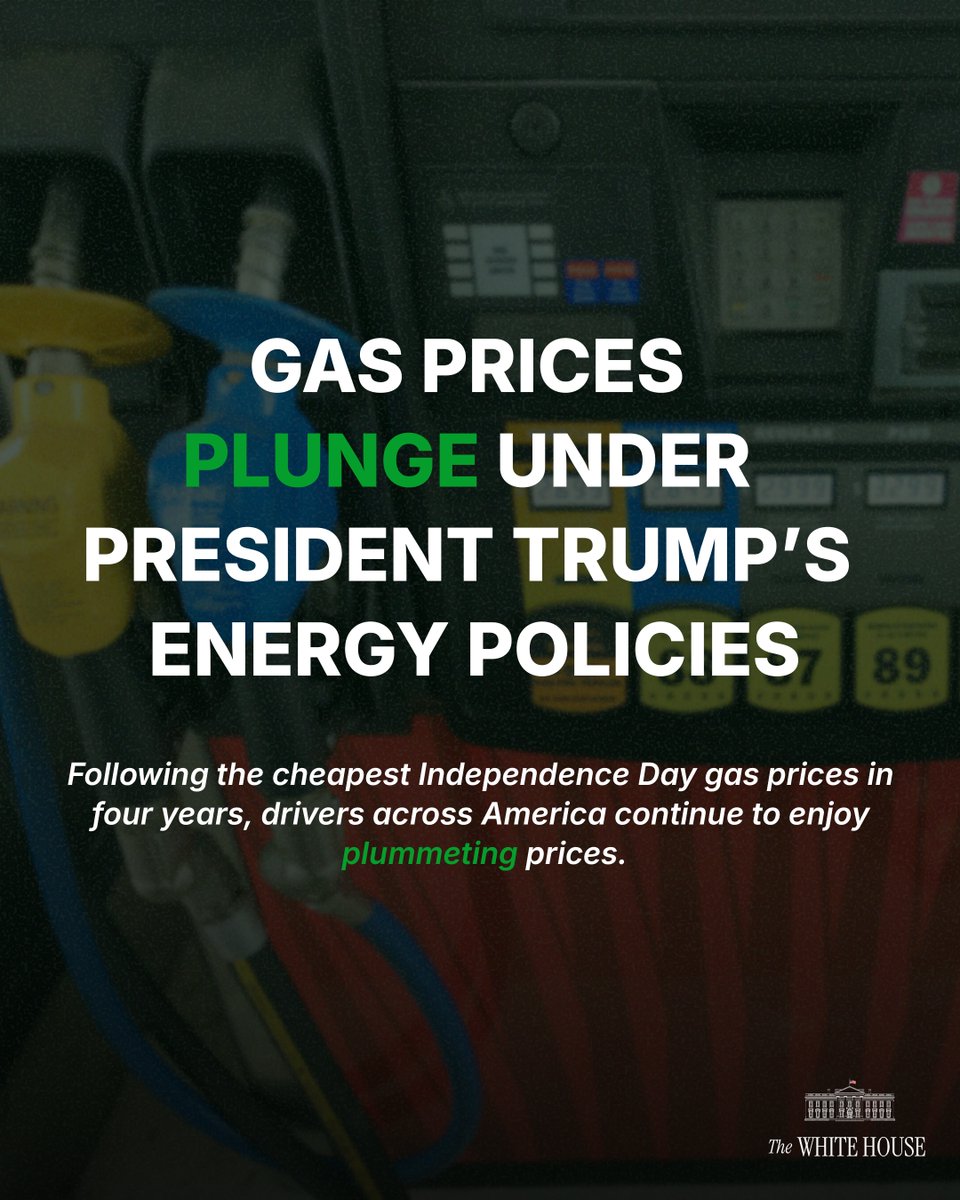Thanks to President Trump’s energy policies, gas prices across the country plummet, boosting family budgets and fueling economic growth from coast to coast.
