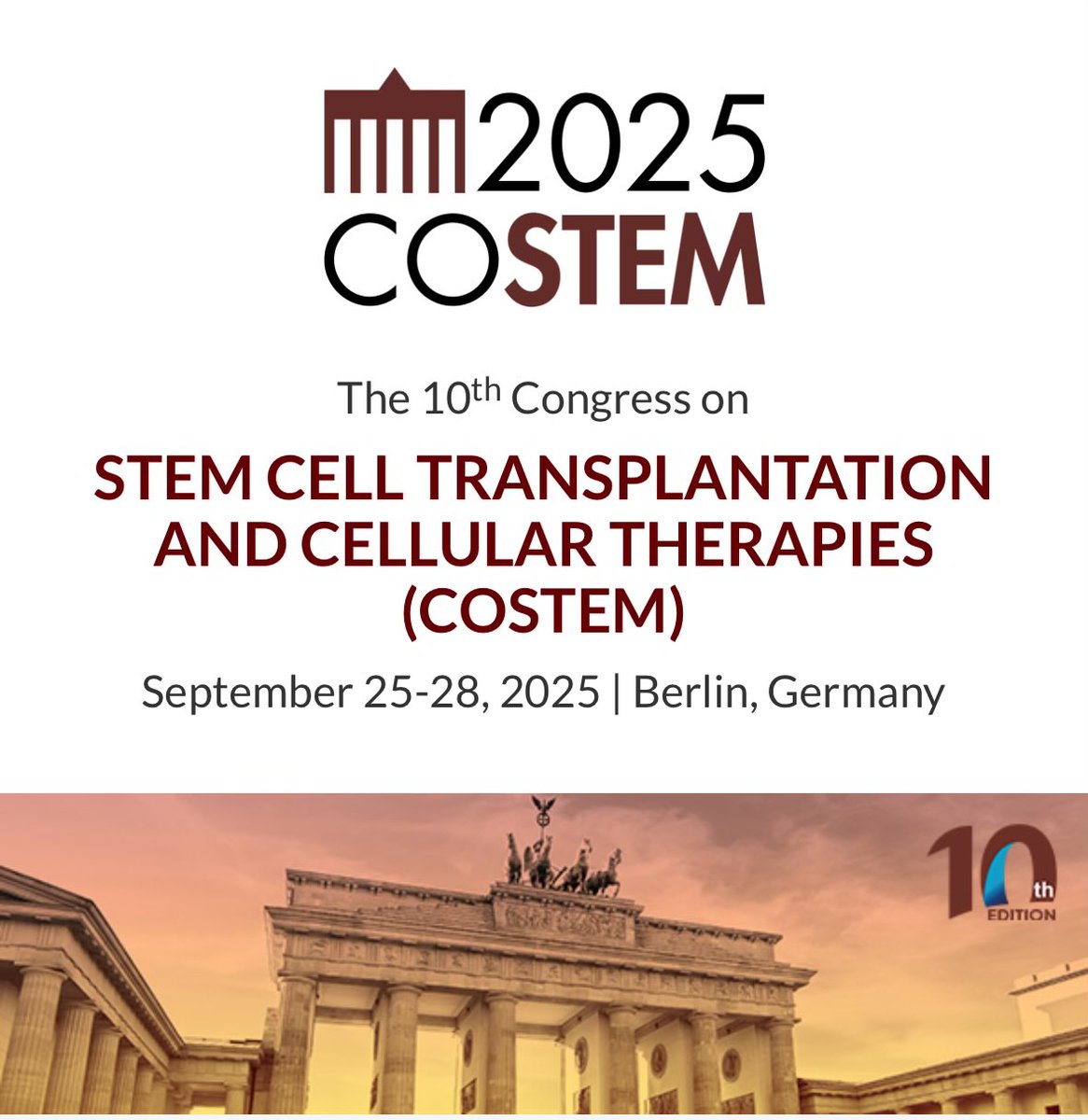 Nico Gagelmann (@nicogagelmann) on Twitter photo Share your latest breakthroughs at the <a href="/COSTEMCongress/">COSTEM Congress</a> - the premier meeting for cutting-edge debates in hematopoietic stem cell transplantation and cellular therapies.
Abstract submission deadline: 15 July!
Submit your work👇
itnewsletter.itnewsletter.co.il/sending/webpag… Share your latest breakthroughs at the <a href="/COSTEMCongress/">COSTEM Congress</a> - the premier meeting for cutting-edge debates in hematopoietic stem cell transplantation and cellular therapies.
Abstract submission deadline: 15 July!
Submit your work👇
itnewsletter.itnewsletter.co.il/sending/webpag…