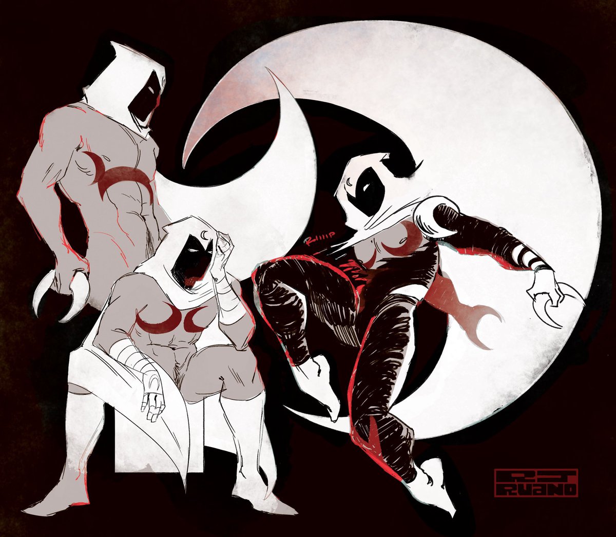 glitterstyx's tweet photo. actually, reposting this one too bc crescent top surgery scars go hard🌒🌒 #MoonKnight #marvel #MarvelRivals #fanart https://t.co/JAnUV8oUMr